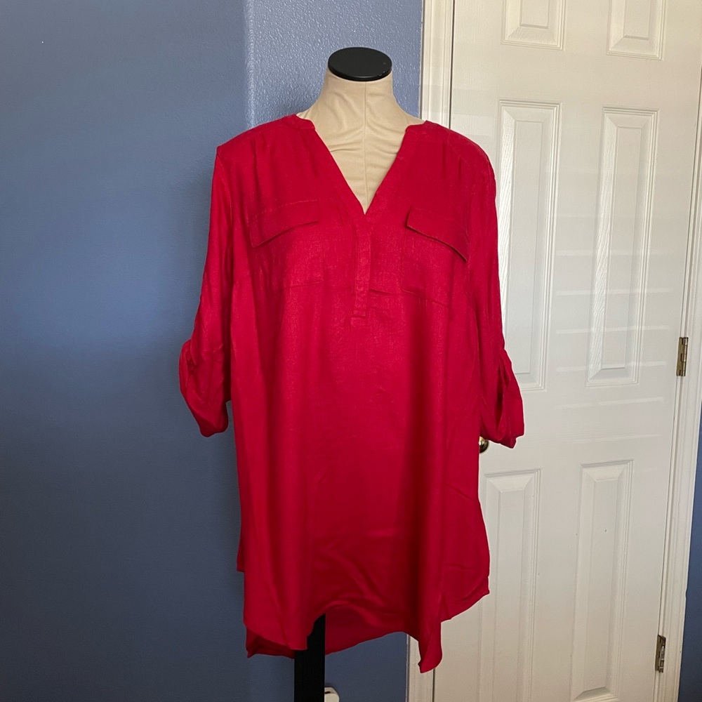 NWT Torrid Red 3/4 Sleeve Tunic - Picture 3 of 7